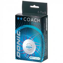 6 Balles Donic Coach 2 etoiles P40+ plastique