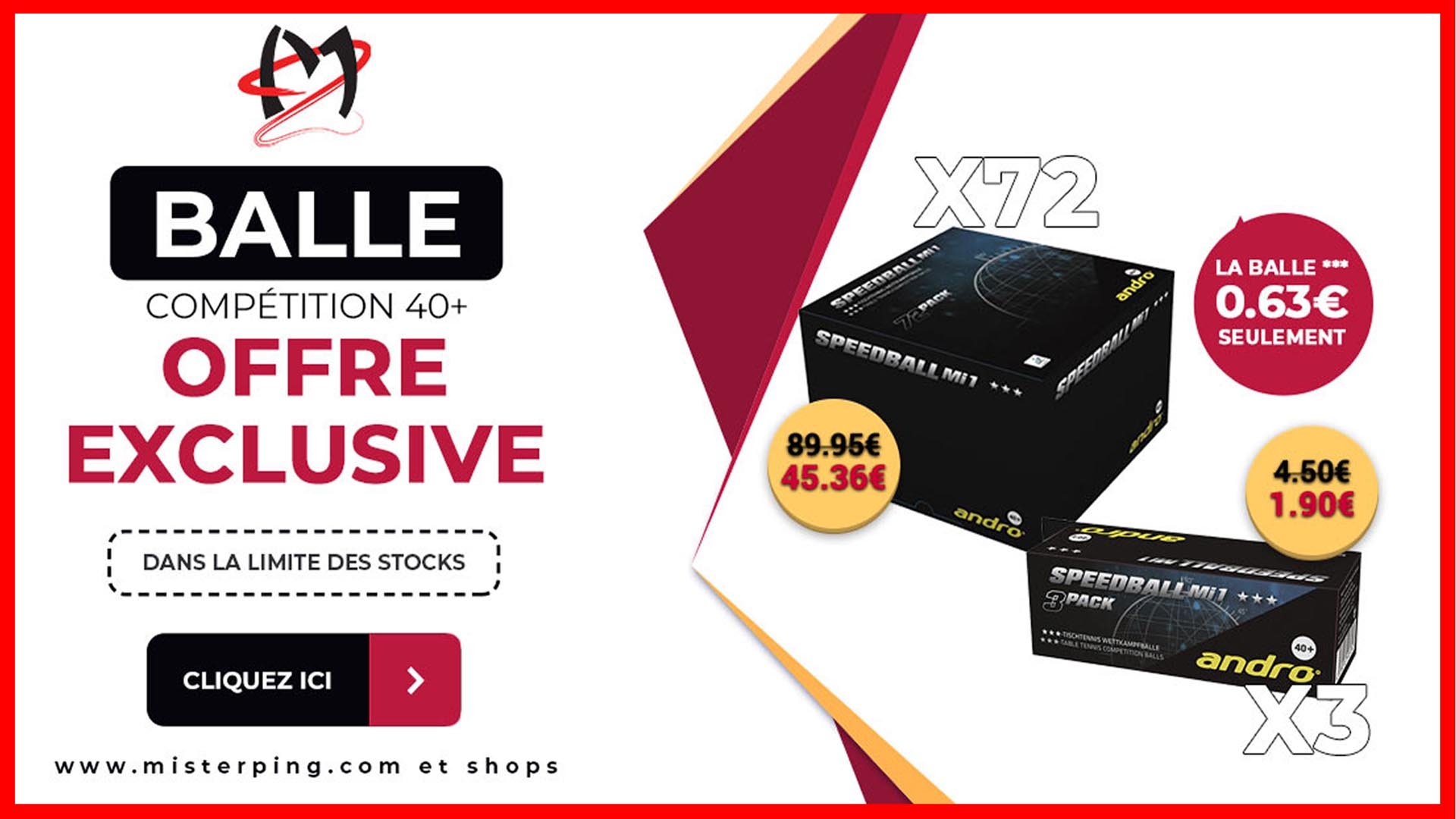 Balles ANDRO Tennis de Table